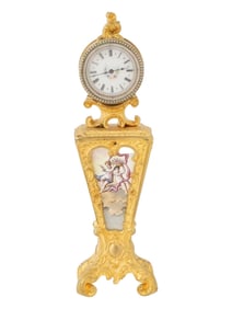 19TH C AUSTRIAN HAND PAINTED PORCELAIN BRONZE CLOCK
