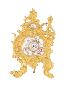 19TH C AUSTRIAN HAND PAINTED PORCELAIN BRONZE CLOCK