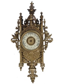 ANTIQUE 19 C FRENCH BRONZE ANEROID BAROMETER