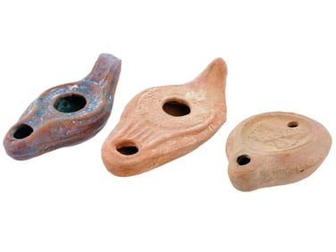 ANTIQUE GRAND TOUR REPRODUCTION CERAMIC OIL LAMPS