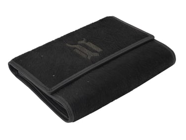 VINTAGE VERSACE BLACK PONY FUR AND LEATHER WALLET