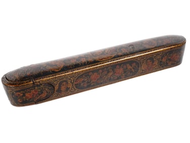 ANTIQUE PERSIAN QAJAR QALAMDAN LACQUERED PEN CASE
