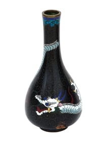 ANTIQUE JAPANESE MEIJI DRAGON CLOISONNE ENAMEL VASE