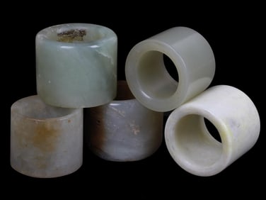 ANTIQUE CHINESE QING DYNASTY JADE ARCHER RINGS