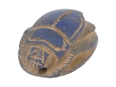 ANCIENT EGYPTIAN CARVED LAPIS LAZULI STONE SCARAB BEAD