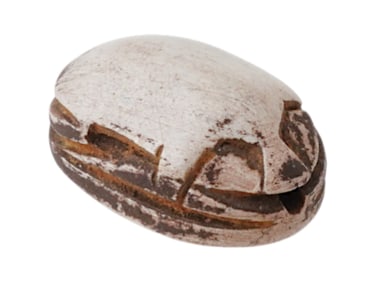 ANCIENT EGYPTIAN 18TH DYNASTY LIMESTONE SCARAB AMULET