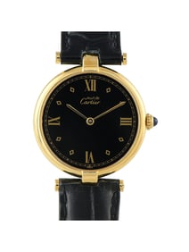 CARTIER MUST DE CARTIER VENDME BLACK DIAL VERMEIL WATCH