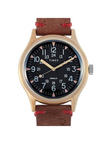 Timex MK1 40 mm 24 Hour Leather Strap Military Watch