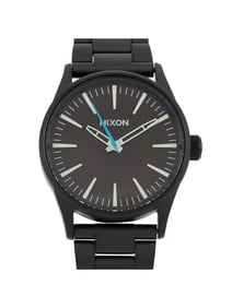 NIXON SENTRY 38 STAINLESS STEEL ALL BLACK \/ BROWN WATCH