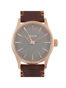 NIXON SENTRY 38 LEATHER STAINLESS STEEL WATCH