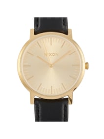 NIXON PORTER LEATHER ALL GOLD\/BLACK 40MM ST. STEEL WATCH