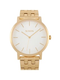 NIXON PORTER 40MM ALL GOLD\/WHITE SUNRAY ST. STEEL WATCH