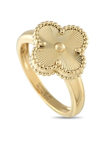 Van Cleef & Arpels Vintage Alhambra Guilloche 18K Gold Ring