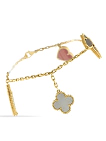 VAN CLEEF & ARPELS LUCKY ALHAMBRA 18K GOLD 4-MOTIF BRACELET