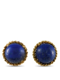 Tiffany & Co. Vintage 18K Gold Lapis Clip On Earrings