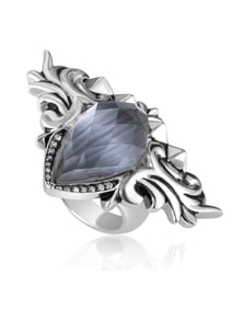 STEPHEN WEBSTER BAROQUE SUPERSTUD ST. SILVER DIAMOND RING