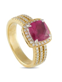 Simon G 18K Gold 0.45ct Diamond and Rubellite Ring