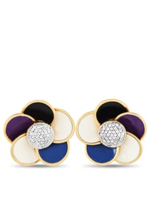 ROSATO 18K GOLD 0.27CT DIAMOND AND ENAMEL EARRINGS