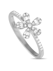 14K Gold 0.20ct Diamond Flower Ring