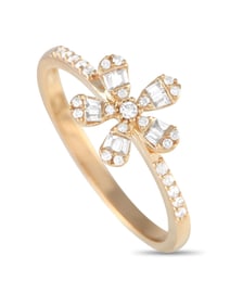 14K Gold 0.20ct Diamond Flower Ring