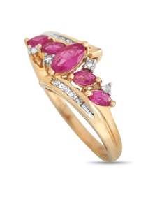 14K Gold 0.09ct Diamond and Ruby Ring