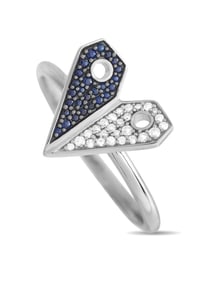 14K Gold 0.08ct Diamond and Sapphire Heart Ring