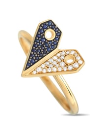 14K Gold 0.08ct Diamond and Sapphire Heart Ring