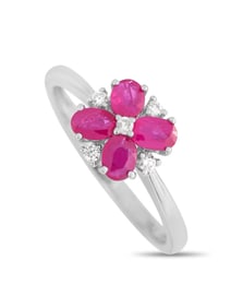 14K Gold 0.08 ct Diamond and Ruby Ring