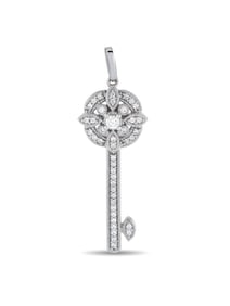 14K Gold 0.25ct Diamond Key Pendant