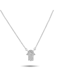 14K Gold 0.10ct Diamond Hamsa Necklace