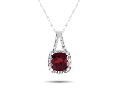 14K Gold 0.12ct Diamond and Garnet Necklace