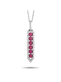 14K Gold 0.16ct Diamond and Ruby Pendant Necklace