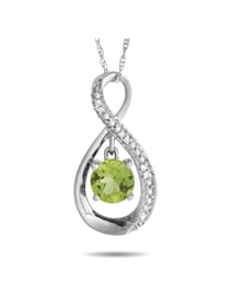 14K Gold 0.03ct Diamond and Peridot Pendant Necklace