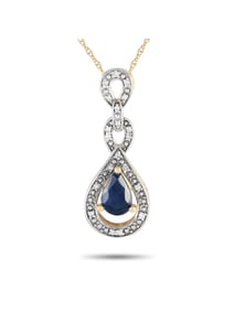 14K Gold 0.08ct Diamond and Sapphire Necklace