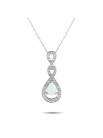 14K Gold 0.08ct Diamond and Opal Necklace