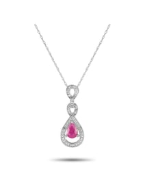 14K Gold 0.08ct Diamond and Ruby Necklace