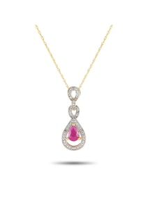 14K Gold 0.08ct Diamond and Ruby Necklace