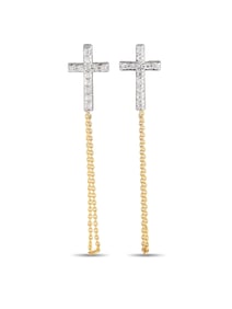 10K Gold 0.25ct Diamond Cross Earrings