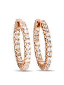 14K Gold 1.0ct Diamond Inside-Out Hoop Earrings