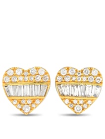 14K White and Gold 0.35ct Diamond Heart Earrings