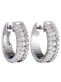 14K Gold 1.00 ct Diamond Hoop Earrings