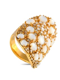 PASQUALE BRUNI MANDALA 18K GOLD DIAMOND MOTHER PEARL RING