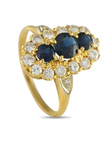 Mikimoto 18K Gold 0.42ct Diamond and Sapphire Ring