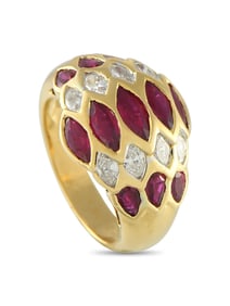 18K Gold 0.70ct Diamond and Ruby Cocktail Ring