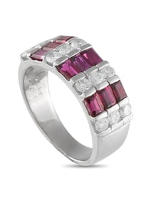 Platinum 0.83ct Diamond and Ruby Ring