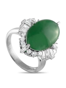 Platinum 1.06ct Diamond and Jade Ring