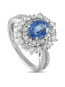 Platinum 1.03ct Diamond and Sapphire Ring