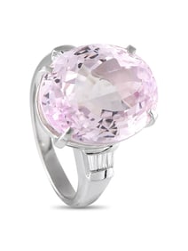 Platinum 0.18ct Diamond and Kunzite Ring