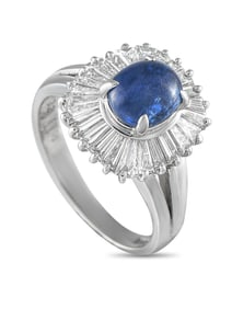 Platinum 1.14ct Diamond and Sapphire Ballerina Ring