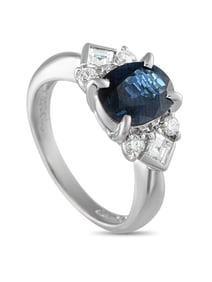Platinum 0.45ct Diamond and Sapphire Ring